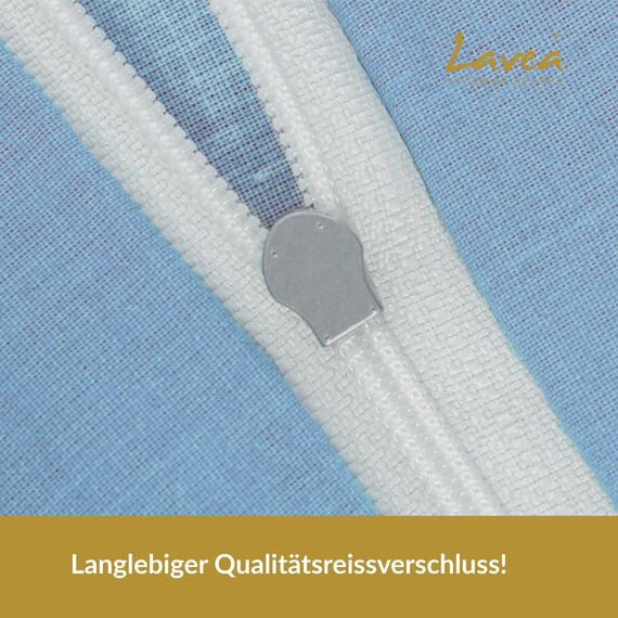Lavea Matteo Bettwäsche Kinder Set, Kinderbettwäsche aus 100% Bio-Baumwolle, mit Herzmotiv, weiche Bezüge für Bettdecke und Kopfkissen, mit Reißverschluss, Hellblau Blau 135 x 200 cm und 80 x 80 cm