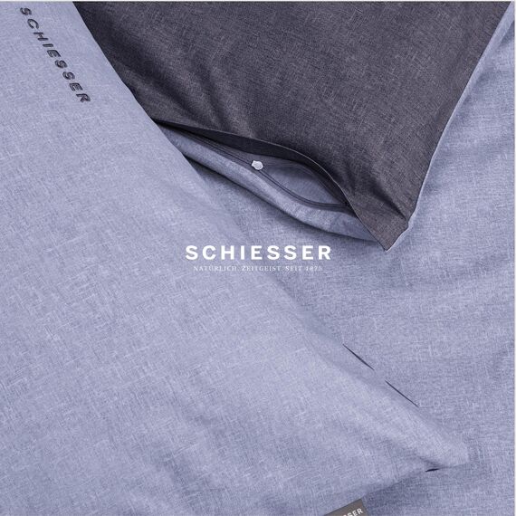 Schiesser Kissenhülle Doubleface im 2er Set | Renforcé | 100% Baumwolle aus nachhaltiger Produktion | 40x80cm | Blau