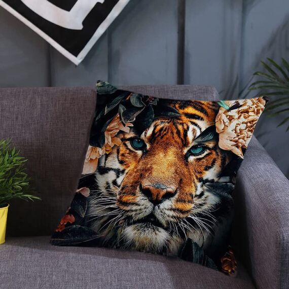 HUASHUZI Kissenbezug 40 x 40 cm Tiger Dschungel Kissen deko Geschenke für sofakissen kissenbezüge dekokissen couchkissen kissenhülle Sofa Schlafzimmer Wohnzimmer Zimmer zierkissen