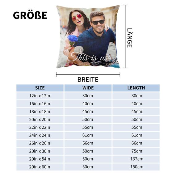 Easycosy Personalisiertes Kissen aus Premium Samt mit Foto, Doppelseitiger FotoKissen-Bezug mit 2 Fotos & Text Bedrucken alsValentinstag Foto Geschenke für Sie ihn-ohne Kissenfüllung (45 x 45 cm)