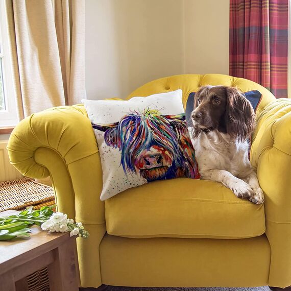 HUASHUZI Kissenbezug 40x40 cm Kuh schottland Geschenke Highland Cow hochlandrind Kissen deko sofakissen kissenbezüge dekokissen couchkissen kissenhülle Sofa Schlafzimmer Wohnzimmer Zimmer zierkissen