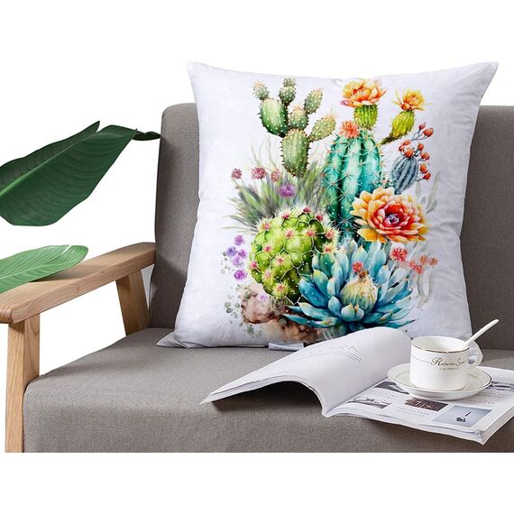 HUASHUZI Kissenbezug 40x40 cm Kissen Kaktus kakteen Pflanze sukkulenten deko für sofakissen kissenbezüge dekokissen couchkissen kissenhülle Sofa Balkon Outdoor Garten Zimmer zierkissen