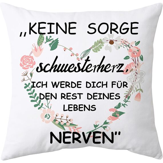 Shoppawhile Schwester Geschenk Geburtstag Geschenke für Schwester Weihnachten Geschenk Schwester Weiß Kissenbezug 45x45cm (Weiß Schwester 45 * 45cm)
