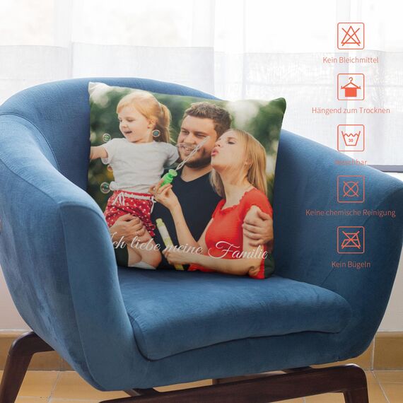 Easycosy Personalisiertes Kissen aus Premium Samt mit Foto, Doppelseitiger FotoKissen-Bezug mit 2 Fotos & Text Bedrucken als Valentinstag Foto Geschenke für Sie ihn-ohne Kissenfüllung (30 x 30 cm)