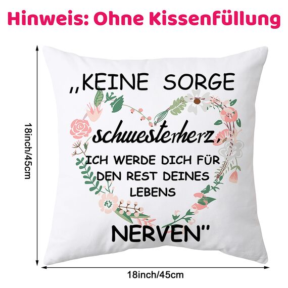 Shoppawhile Schwester Geschenk Geburtstag Geschenke für Schwester Weihnachten Geschenk Schwester Weiß Kissenbezug 45x45cm (Weiß Schwester 45 * 45cm)