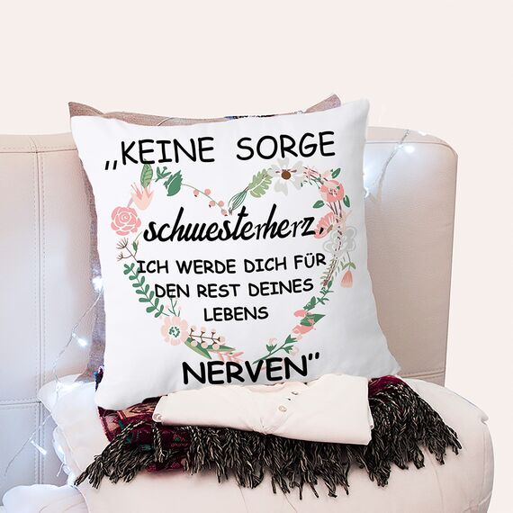 Shoppawhile Schwester Geschenk Geburtstag Geschenke für Schwester Weihnachten Geschenk Schwester Weiß Kissenbezug 45x45cm (Weiß Schwester 45 * 45cm)