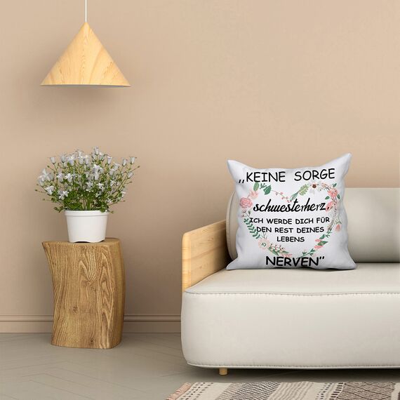 Shoppawhile Schwester Geschenk Geburtstag Geschenke für Schwester Weihnachten Geschenk Schwester Weiß Kissenbezug 45x45cm (Weiß Schwester 45 * 45cm)