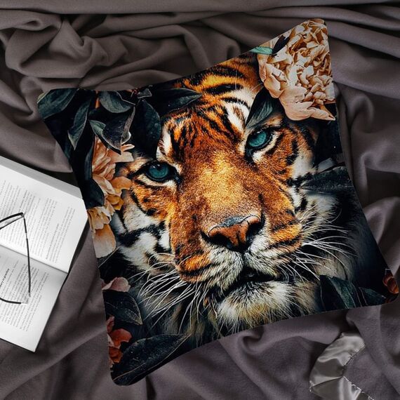 HUASHUZI Kissenbezug 40 x 40 cm Tiger Dschungel Kissen deko Geschenke für sofakissen kissenbezüge dekokissen couchkissen kissenhülle Sofa Schlafzimmer Wohnzimmer Zimmer zierkissen