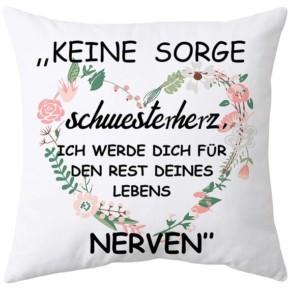 Shoppawhile Schwester Geschenk Geburtstag Geschenke für Schwester Weihnachten Geschenk Schwester Weiß Kissenbezug 45x45cm (Weiß Schwester 45 * 45cm)