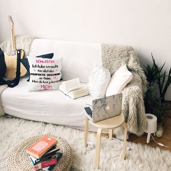 Shoppawhile Schwester Geschenk zum Geburtstag Geschenke für Schwester Weihnachten Geschenk Schwester Kissenbezug 40x40cm, Weiß