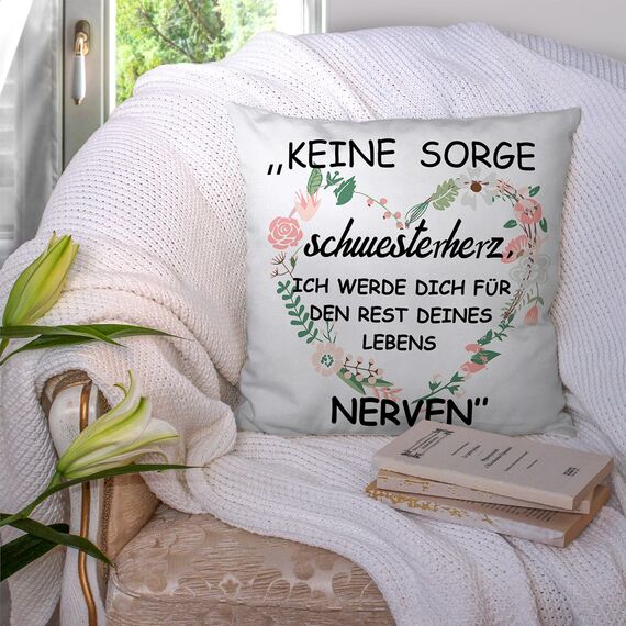 Shoppawhile Schwester Geschenk Geburtstag Geschenke für Schwester Weihnachten Geschenk Schwester Weiß Kissenbezug 45x45cm (Weiß Schwester 45 * 45cm)