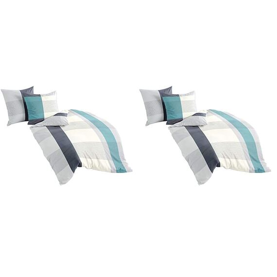 Bierbaum Bettwäsche 4643, Mako-Satin, Designed in Germany, Ozean 15, 135x200 + 80x80 cm (Packung mit 2)