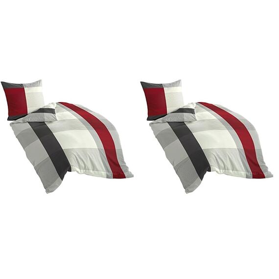 Bierbaum Bettwäsche 4643, Satin Basic, Designed in Germany, grau 14, 135x200 + 80x80 cm (Packung mit 2)