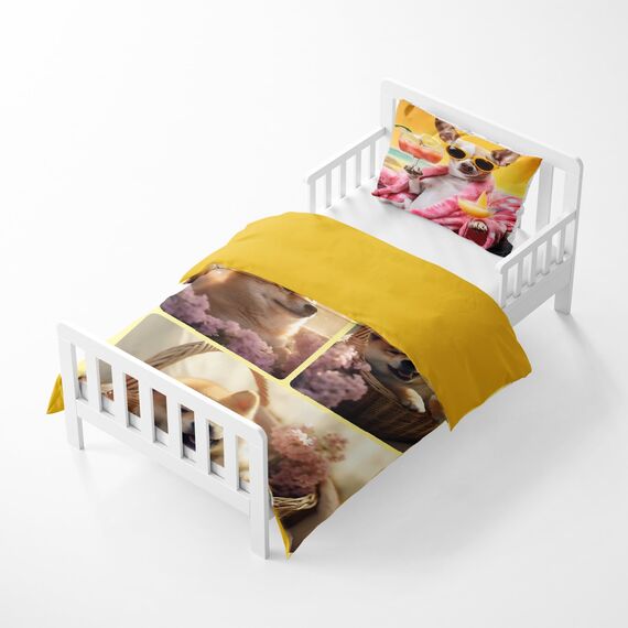 Jaucin Personalisierte Bettwäsche Sets: Gestalten Sie Ihre Bettwäsche und Kissenbezüge 135x200 mit eigenem Foto | Personalisierte Weihnachts Geschenke (135x200cm, 3Foto)