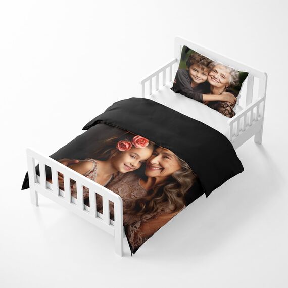Jaucin Personalisierte Bettwäsche Sets: Gestalten Sie Ihre Bettwäsche und Kissenbezüge,155x220 mit eigenem Foto | Personalisierte Weihnachts Geschenke