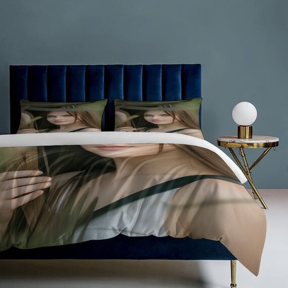 Jaucin Personalisierte Bettwäsche Sets: Gestalten Sie Ihre Bettwäsche und Kissenbezüge,155x220 mit eigenem Foto | Personalisierte Weihnachts Geschenke