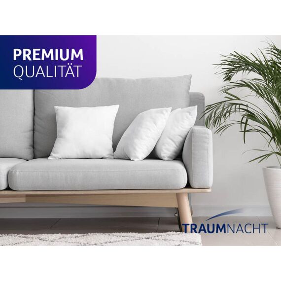 Traumnacht 4er Set Sofakissen, Kopfkissen, mit Faserfüllung und Vlieshülle, 50 x 50 cm, weiß, Öko-Tex zertifiziert, produziert nach deutschem Qualitätsstandard