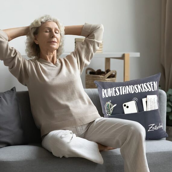 45 x 45cm Zierkissenbezug mit 6 Taschen Ruhestandskissen Lustige Männer Kissenbezug zum Befüllen Kissenhülle Geschenk Zierkissenhülle zum Geburtstag Dekokissenhülle Weihnachten Sofakissenhülle