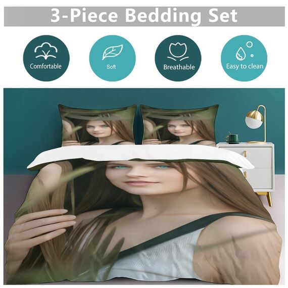 Jaucin Personalisierte Bettwäsche Sets: Gestalten Sie Ihre Bettwäsche und Kissenbezüge, 240x220 mit eigenem Foto | Personalisierte Weihnachts Geschenke (240x220cm, 1Foto)