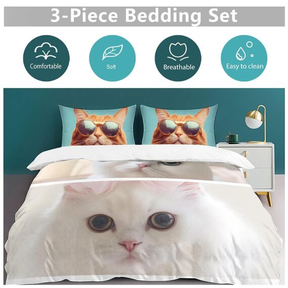 Jaucin Personalisierte Bettwäsche Sets: Gestalten Sie Ihre Bettwäsche und Kissenbezüge 135x200 mit eigenem Foto | Personalisierte Weihnachts Geschenke (135x200cm, 2 Foto)