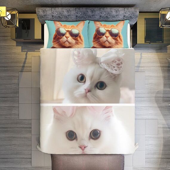 Jaucin Personalisierte Bettwäsche Sets: Gestalten Sie Ihre Bettwäsche und Kissenbezüge 135x200 mit eigenem Foto | Personalisierte Weihnachts Geschenke (135x200cm, 2 Foto)