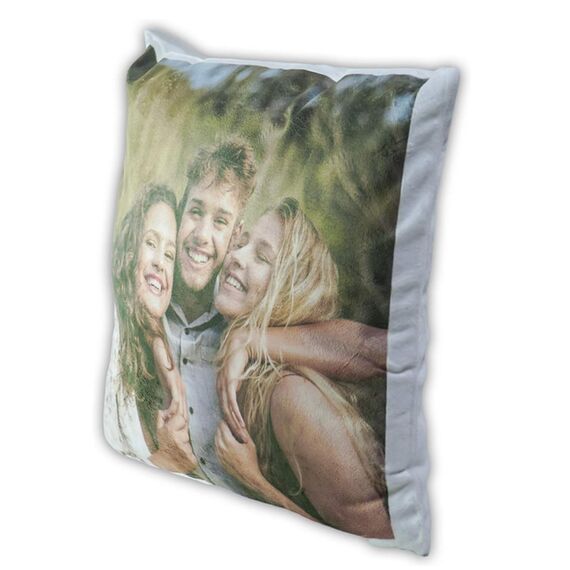 LOOXIS Personalisiertes Kissen mit Foto & Text Bedruckt, selbst gestalten – 40x40 cm, Weiß - Geschenkidee Männer, Frauen, Jahrestag, Geburtstag – Flauschig