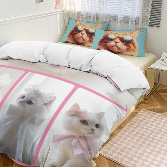 Jaucin Personalisierte Bettwäsche Sets: Gestalten Sie Ihre Bettwäsche und Kissenbezüge,155x220 mit eigenem Foto | Personalisierte Weihnachts Geschenke