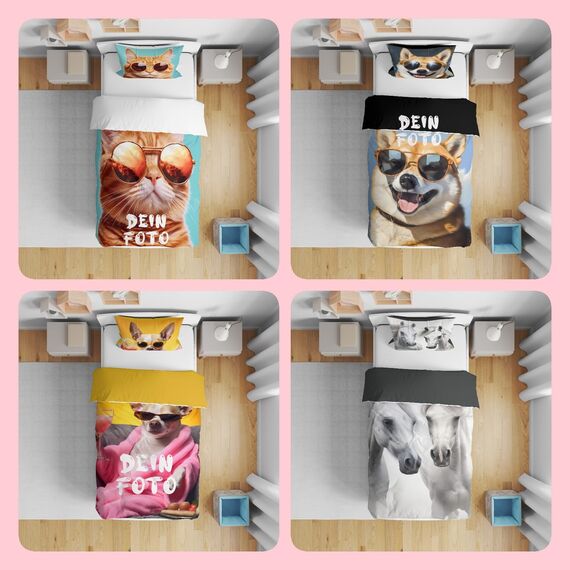 Jaucin Personalisierte Bettwäsche Sets: Gestalten Sie Ihre Bettwäsche und Kissenbezüge 135x200 mit eigenem Foto | Personalisierte Weihnachts Geschenke (135x200cm, 1Foto)