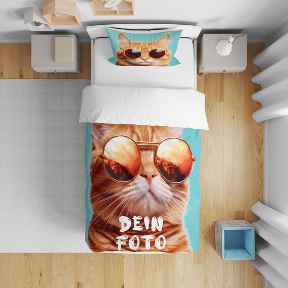 Jaucin Personalisierte Bettwäsche Sets: Gestalten Sie Ihre Bettwäsche und Kissenbezüge 135x200 mit eigenem Foto | Personalisierte Weihnachts Geschenke (135x200cm, 1Foto)
