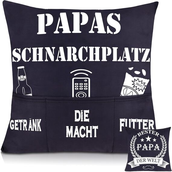 Shoppawhile Papa Geschenk Geburtstag Vatertag Bester Papa der Welt Kissenbezug 45 * 45cm Geschenke für Papa Weihnachten Vatertagsgeschenk Ideen Doppelseitige Zierkissenbezüge mit 3 Taschen