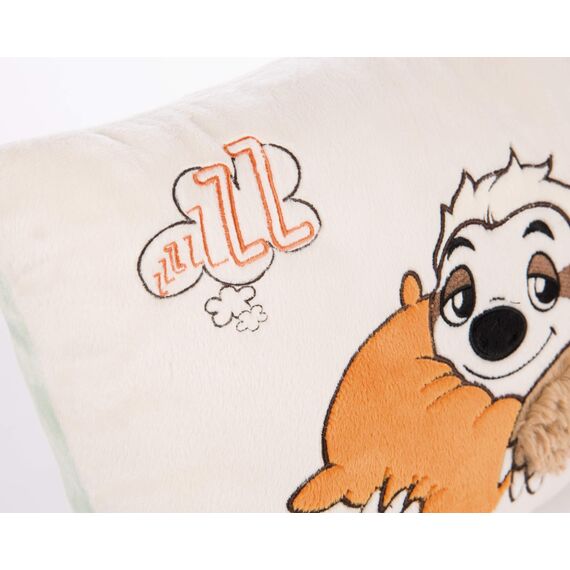 NICI 43491 Kissen Faultier Wave Dave rechteckig 43x25cm– Flauschiges Kuscheltierkissen Faultier-rechteckiges Stofftierkissen, Beige