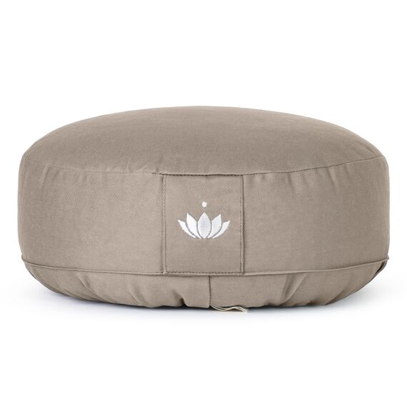 Lotuscrafts® Meditationskissen mit 10 cm Sitzhöhe, extra niedrig, Yoga Kissen mit Dinkelfüllung, Yogakissen Rund, Bodenkissen Rund, Yogakissen Meditationskissen, Bezug waschbar, GOTS Zertifiziert