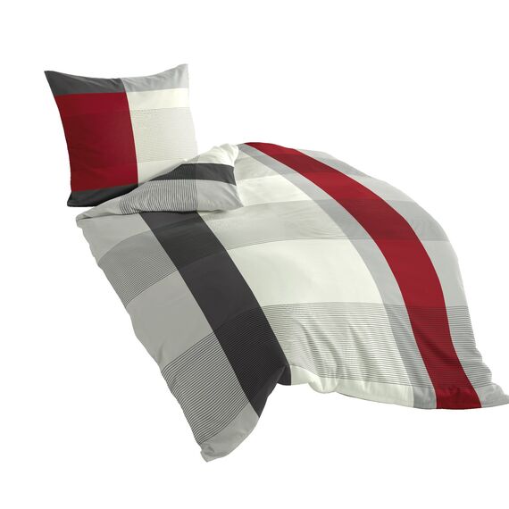 Bierbaum Bettwäsche 4643, Satin Basic, Designed in Germany, grau 14, 155x220 + 80x80 cm, Komfortgröße