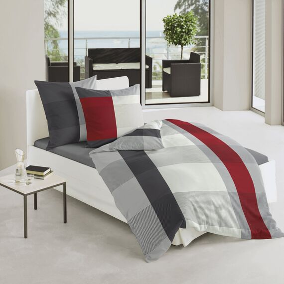 Bierbaum Bettwäsche 4643, Satin Basic, Designed in Germany, grau 14, 135x200 + 80x80 cm (Packung mit 2)