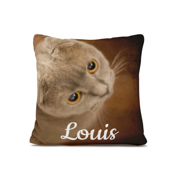 Personalisedog Fleece Kissen mit eigenen Foto & Text | Foto-Kissen Selbst gestalten Individuell Fotogeschenk (1 Foto)