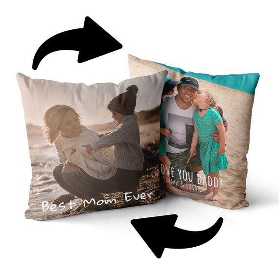 Personalisiertes Fleece-Kissen Mit Eigenem Foto & Text | Individuelles Fotokissen Mit Füllung | Doppelseitig Bedrucktes Kissen Selbst Gestalten | Fotogeschenk