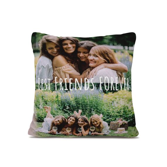 Personalisedog Personalisiertes Fleece Kissen mit eigenen Foto & Text | Foto-Kissen Selbst gestalten | Individuell Fotogeschenk (Doppelseitig - 4 Foto)