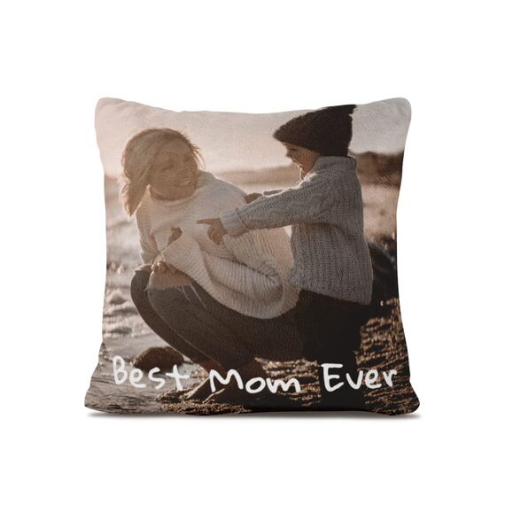 Personalisiertes Fleece-Kissen Mit Eigenem Foto & Text | Individuelles Fotokissen Mit Füllung | Doppelseitig Bedrucktes Kissen Selbst Gestalten | Fotogeschenk