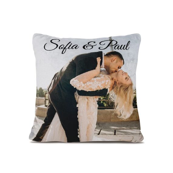 Personalisedog Fleece Kissen mit eigenen Foto & Text | Foto-Kissen Selbst gestalten Individuell Fotogeschenk (1 Foto)