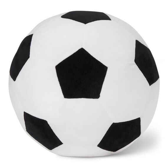Amazon Basics Fußball Plüschtier Kissen, Sport-Style Spielzeug Stofftier für Bett oder Sofa, Kinderzimmer Deko, Schwarz und Weiß