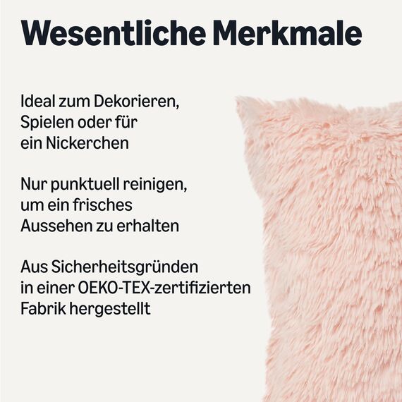 Amazon Basics Quadratisches Plüschtier Kissen, Geometrisches Spielzeug Stofftier für Bett oder Sofa, Kinderzimmer Deko, Rosa