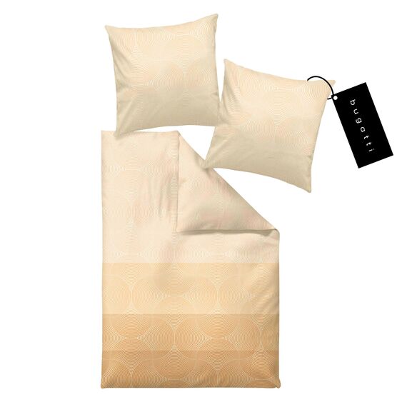 bugatti Bettwäsche 135 x 200 cm - 100% Baumwolle, 2 teilig mit Reißverschluss, anschmiegsam, weich & waschbar, Mako Satinbettwäsche gestreift Butteryellow