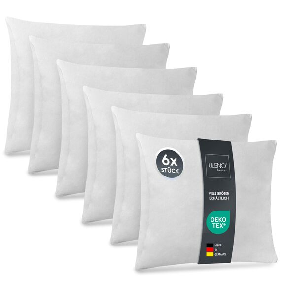 LILENO HOME 6er Set Kissenfüllung 45x45 cm - 40°C waschbares Innenkissen geeignet für Allergiker - Polyester Kisseninlet als Couchkissen, Sofa Kissen, Cocktailkissen und Kopfkissen