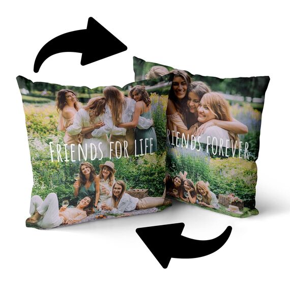 Personalisedog Personalisiertes Fleece Kissen mit eigenen Foto & Text | Foto-Kissen Selbst gestalten | Individuell Fotogeschenk (Doppelseitig - 4 Foto)