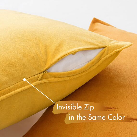 MIULEE 4er Set Samt Kissenbezug 50x50 cm Orange Serie Dekorative Kissenhülle Sofakissen Dekokissen Umwickelte Kante Kissenbezüge Zierkissenbezug für Sofa Wohnzimmer Schlafzimmer