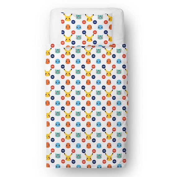 Pokemon Offiziell Lizenziertes Einzelbett-Bettbezug-Set für Kinder, Pikachu-Abzeichen-Design, wendbar, zweiseitig, Bettwäsche mit passendem Kissenbezug, Character World Brands Einzelbett-Set