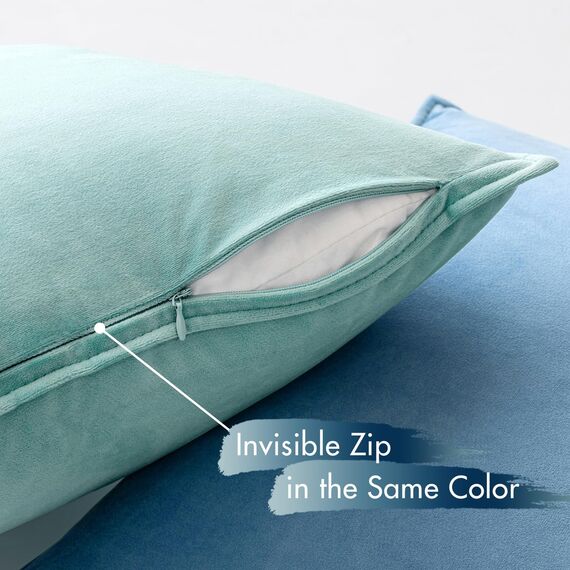 MIULEE 4er Set Samt Kissenbezug 45x45 cm Blau Serie Dekorative Kissenhülle Sofakissen Dekokissen Umwickelte Kante Kissenbezüge Zierkissenbezug für Sofa Wohnzimmer Schlafzimmer