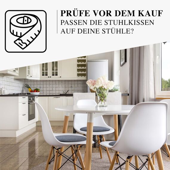 Ampara - 4er Set Stuhlkissen rund 33 cm - rutschfest & Gemütlich - Sitzkissen Filz rund, Grau| für Stuhl, Bank, Hocker etc. (Hellgrau)