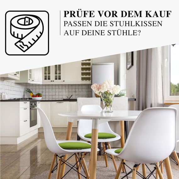 Ampara - 4er Set Stuhlkissen rund 33 cm - rutschfest & Gemütlich - Sitzkissen Filz rund | für Stuhl, Bank, Hocker etc. (grün)