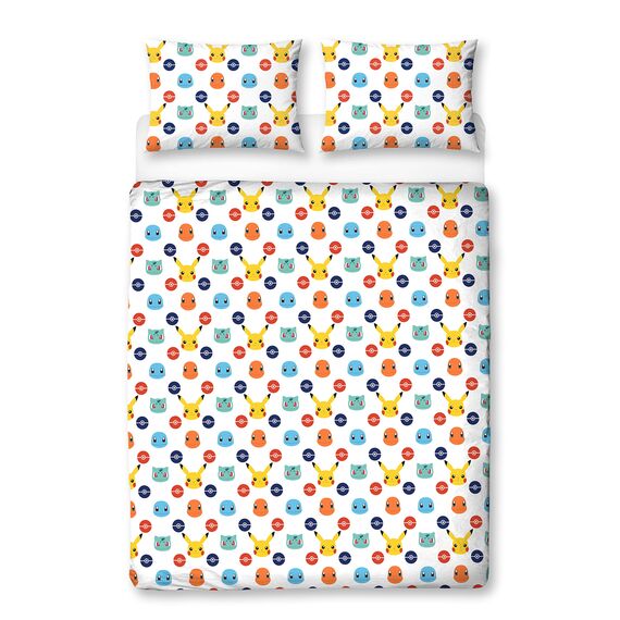 Pokemon Offiziell Lizenziertes Bettbezug-Set für Doppelbetten | Pikachu-Abzeichen-Design, wendbare 2-seitige Bettwäsche mit passenden Kissenbezügen | Character World Brands Doppelbett-Set